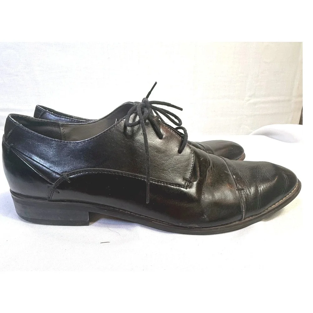 Steve‎ Madden Lewmy Mens Black Leather Cap Toe Oxford Dress Shoes Size 11.5